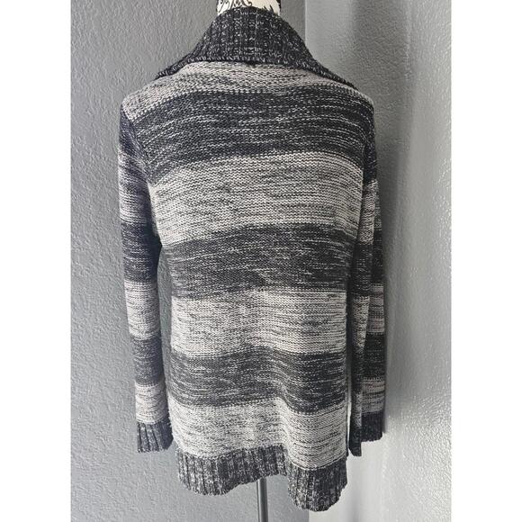 Women's Effeci Button Up Sweater Size Large Long Sleeve Black & Gray Pockets - Picture 8 of 10